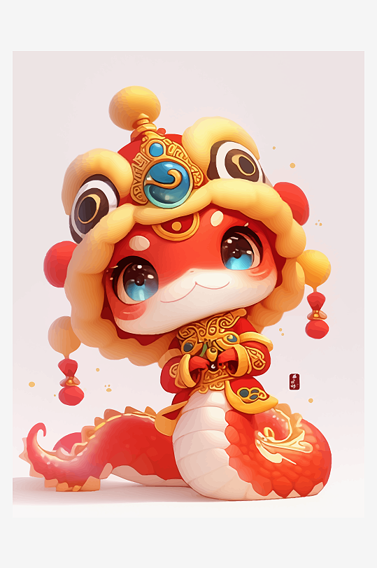 橙色简约卡通蛇年蛇素材-众图网