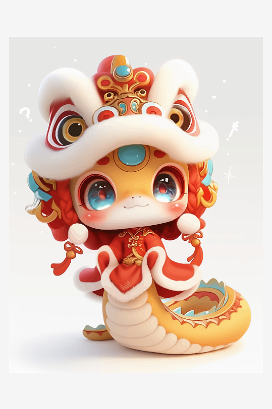 橙色简约卡通蛇年蛇素材-众图网