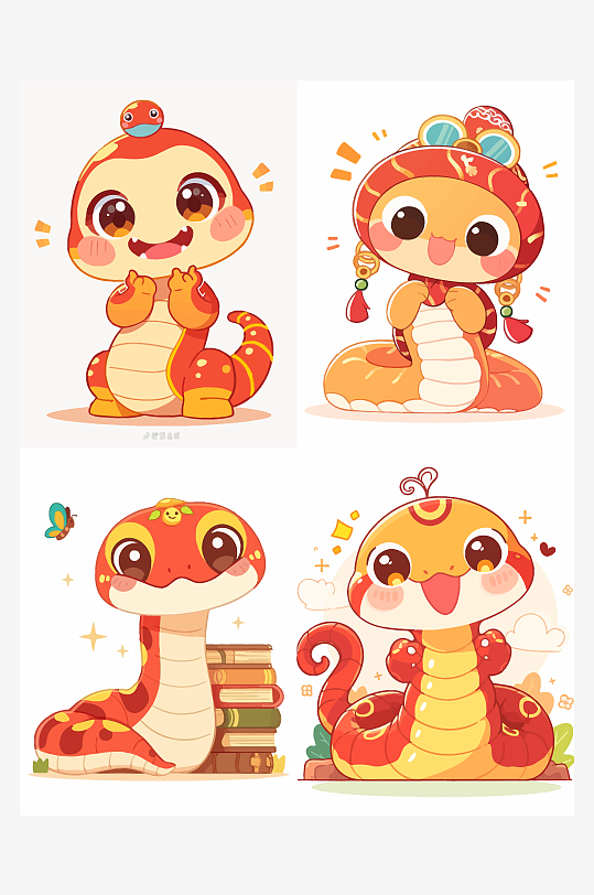 卡通蛇年可爱卡通蛇素材-众图网