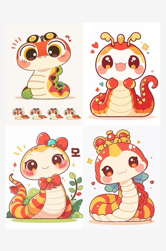 卡通蛇年可爱卡通蛇素材-众图网