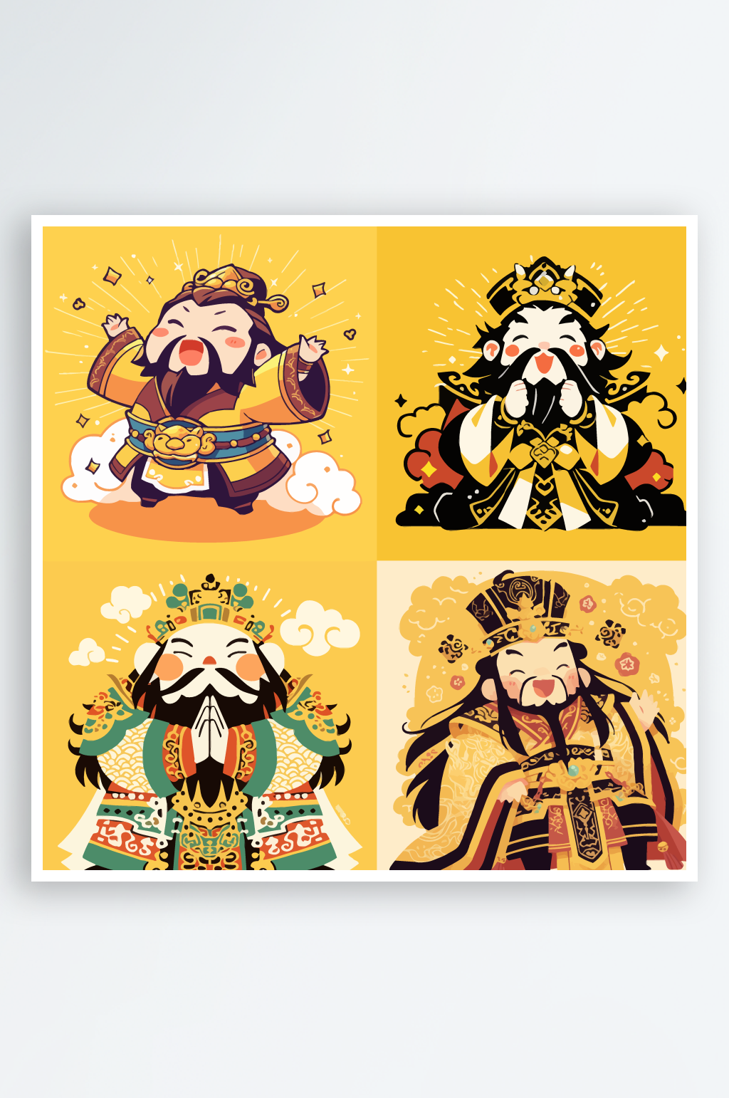 简约矢量卡通财神爷素材插画素材