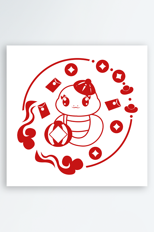 2025蛇年蛇窗花-众图网