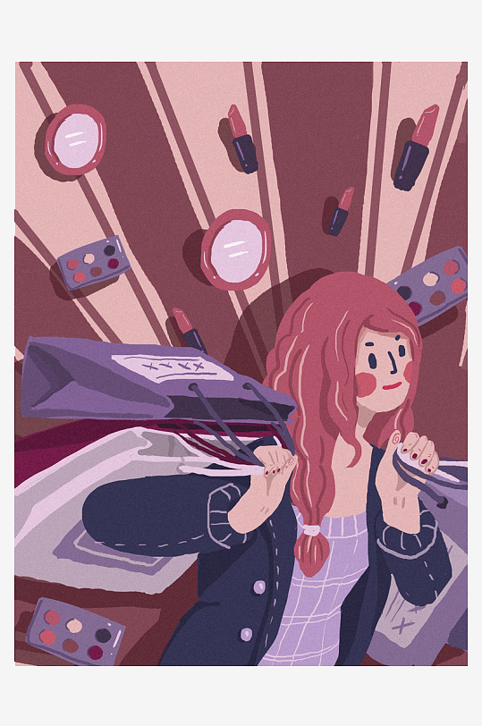 创意三八女神节手绘海报-众图网