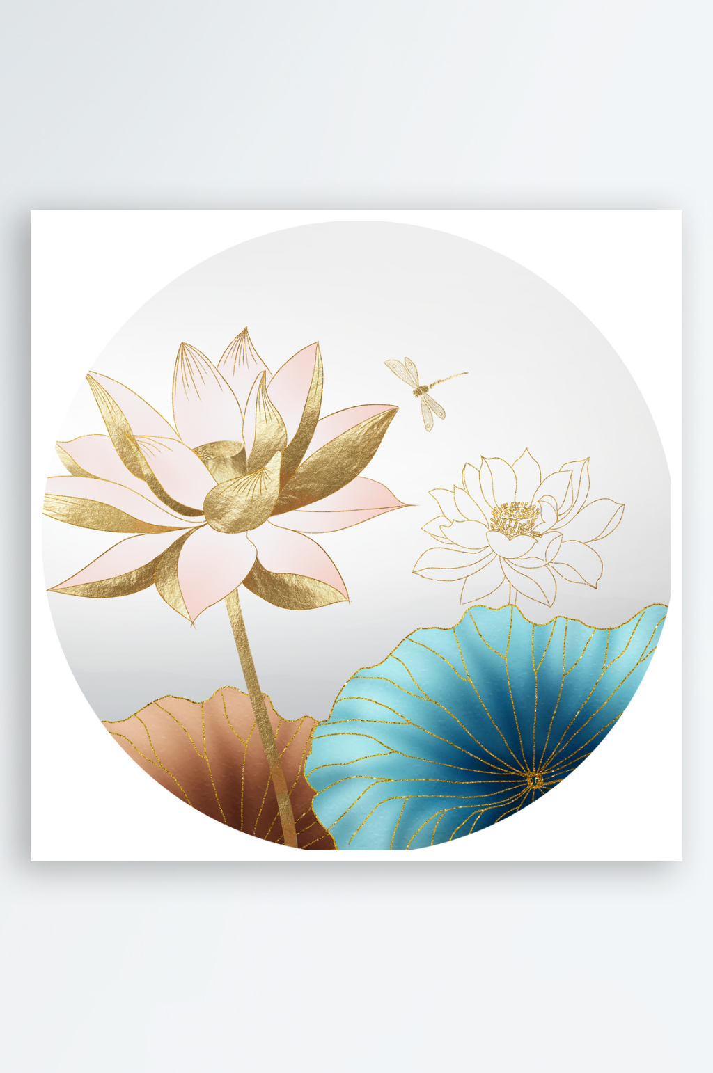 莲花花卉圆形挂画装饰画素材