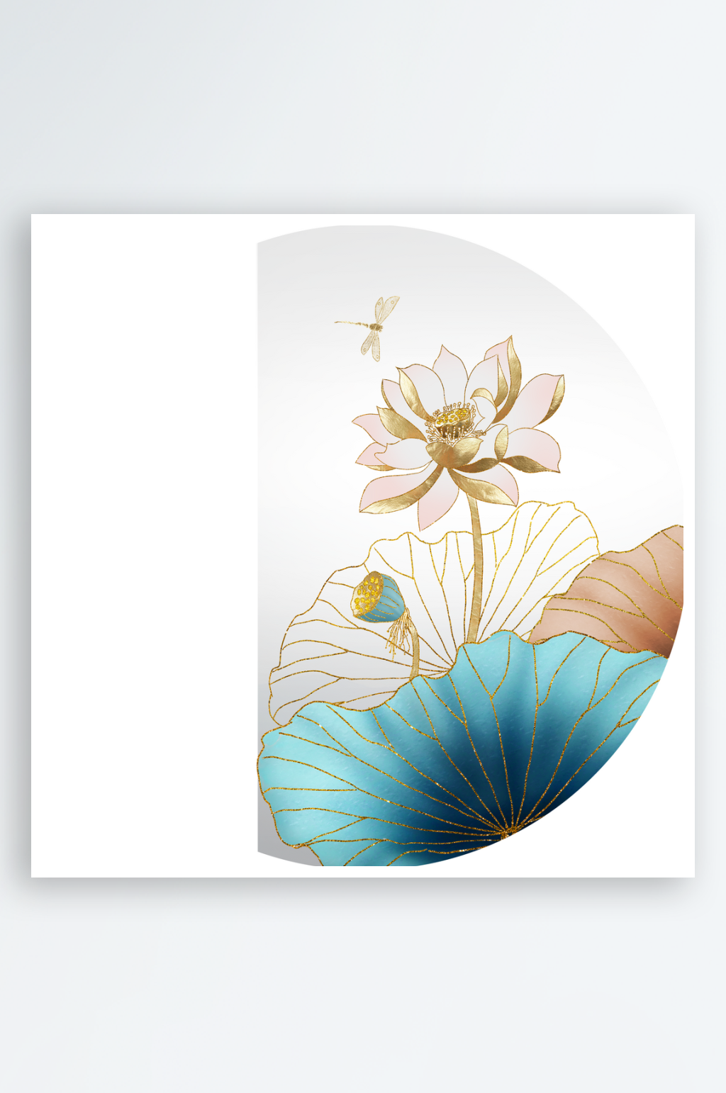 莲花花卉圆形挂画装饰画素材