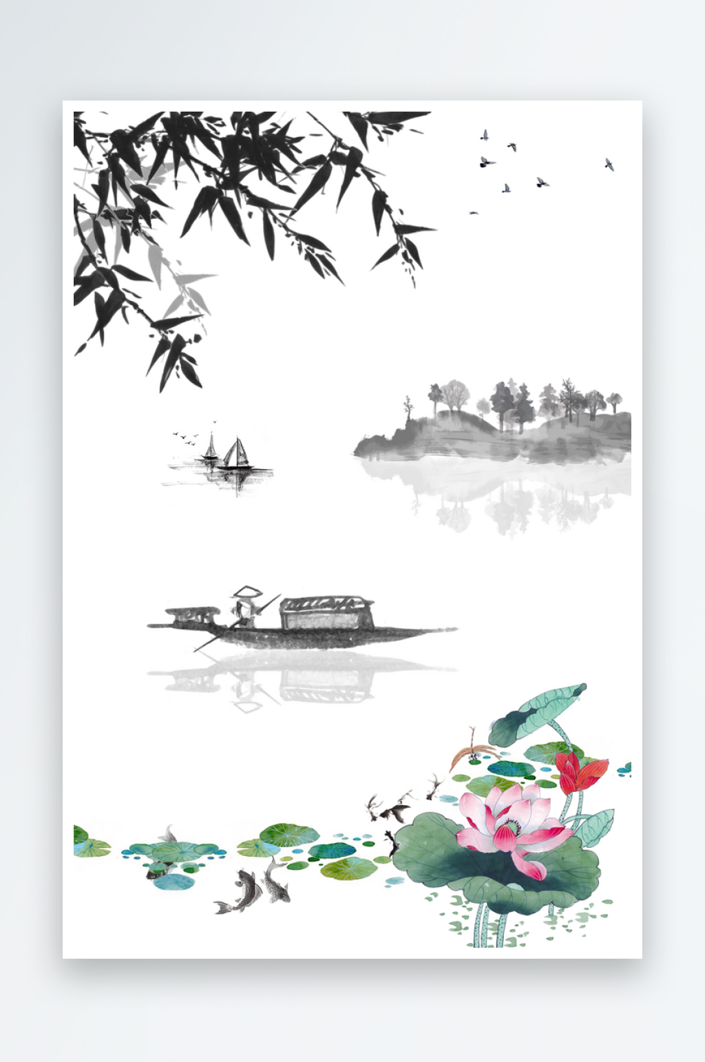 水墨创意山水海报背景素材素材