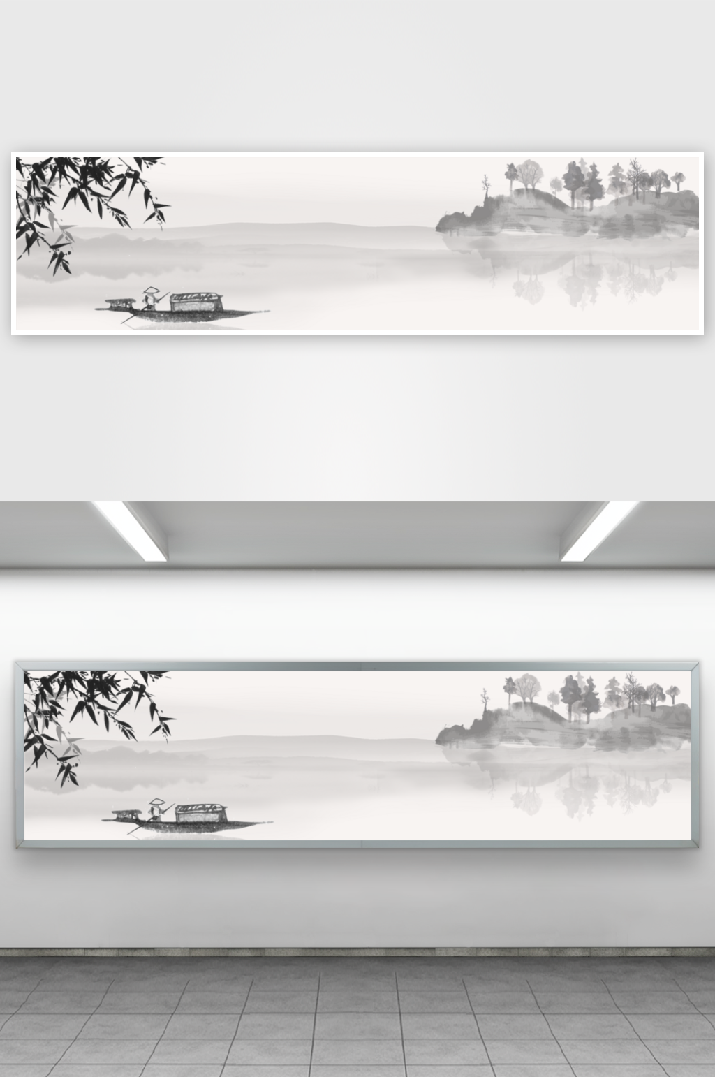 水墨风景画背景素材素材