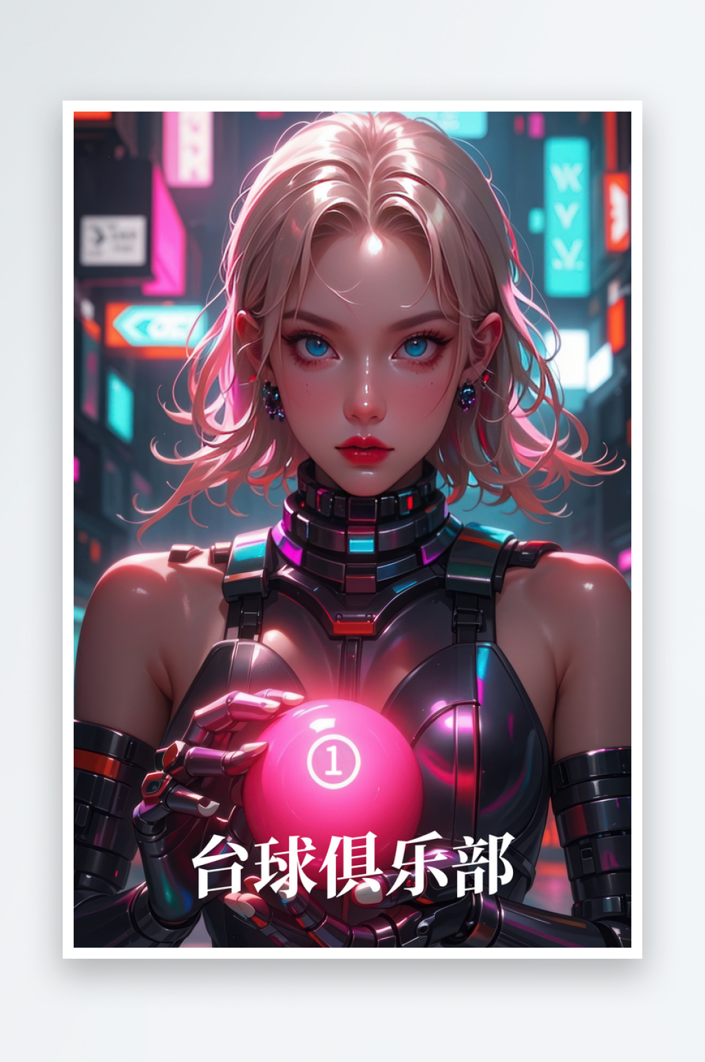 台球俱乐部科幻美女装饰画素材
