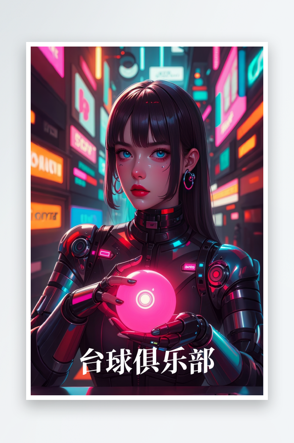 台球桌球科幻美女装饰画素材