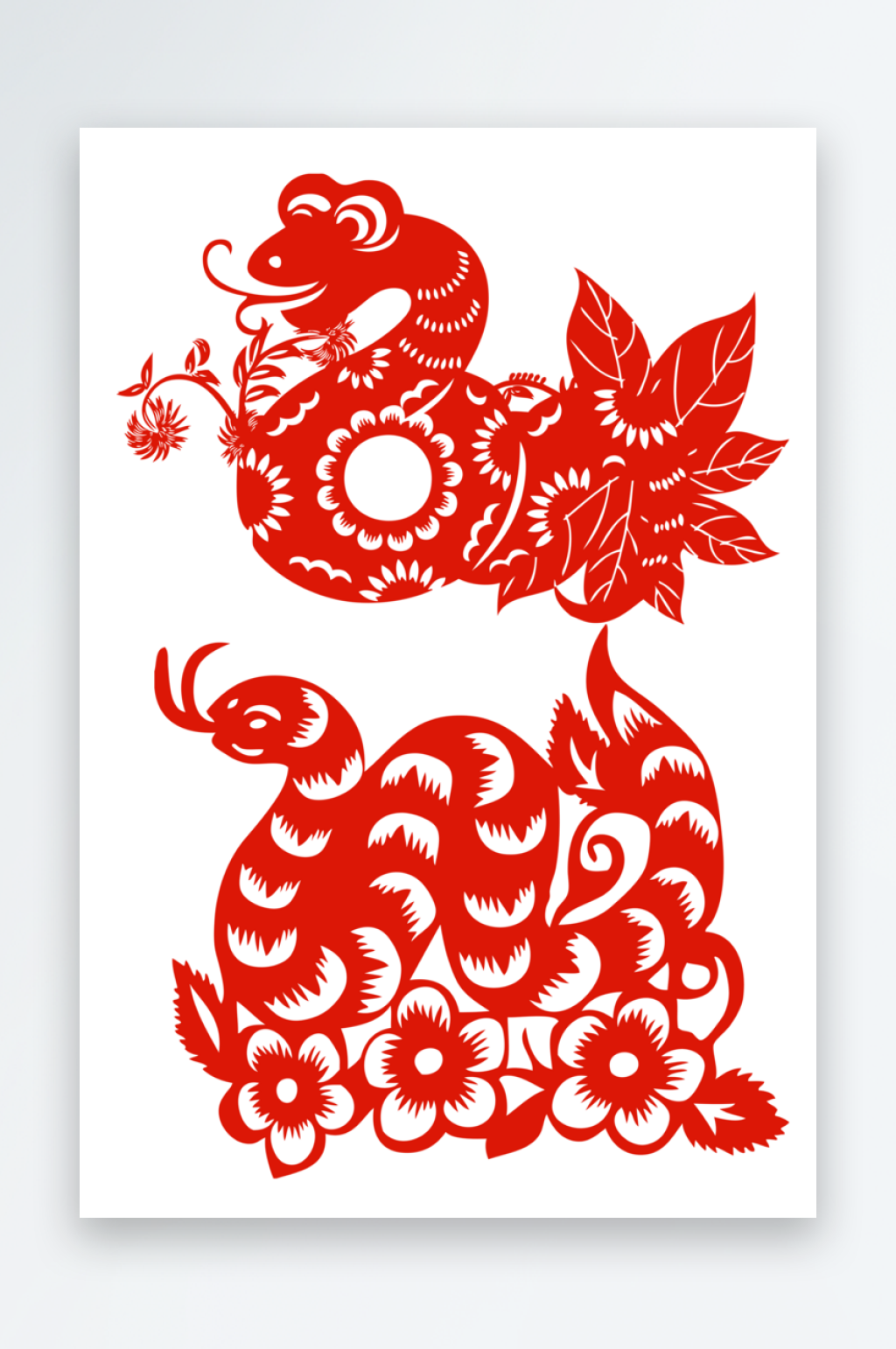 蛇年剪纸窗花图案图文logo图腾素材元素素材