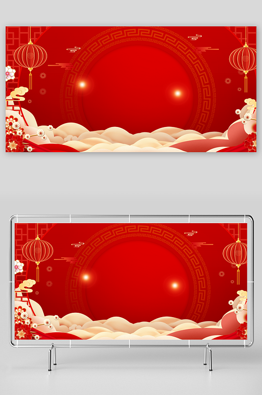 春节新年边框国潮手绘背景