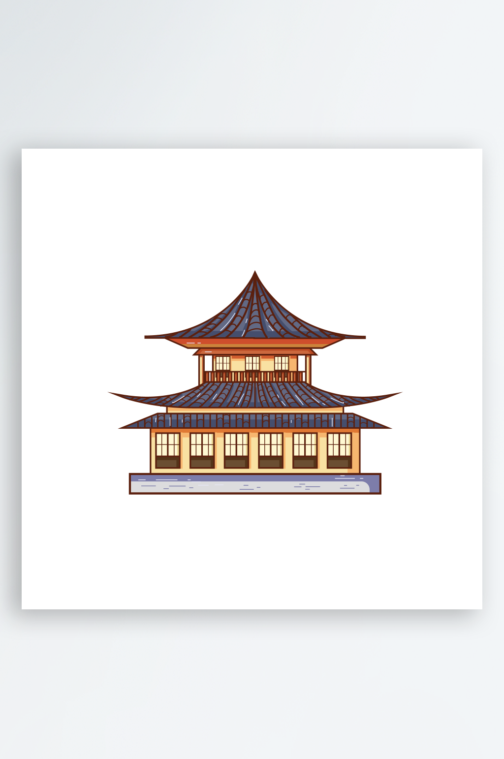 创意矢量古建筑亭子阁楼元素素材
