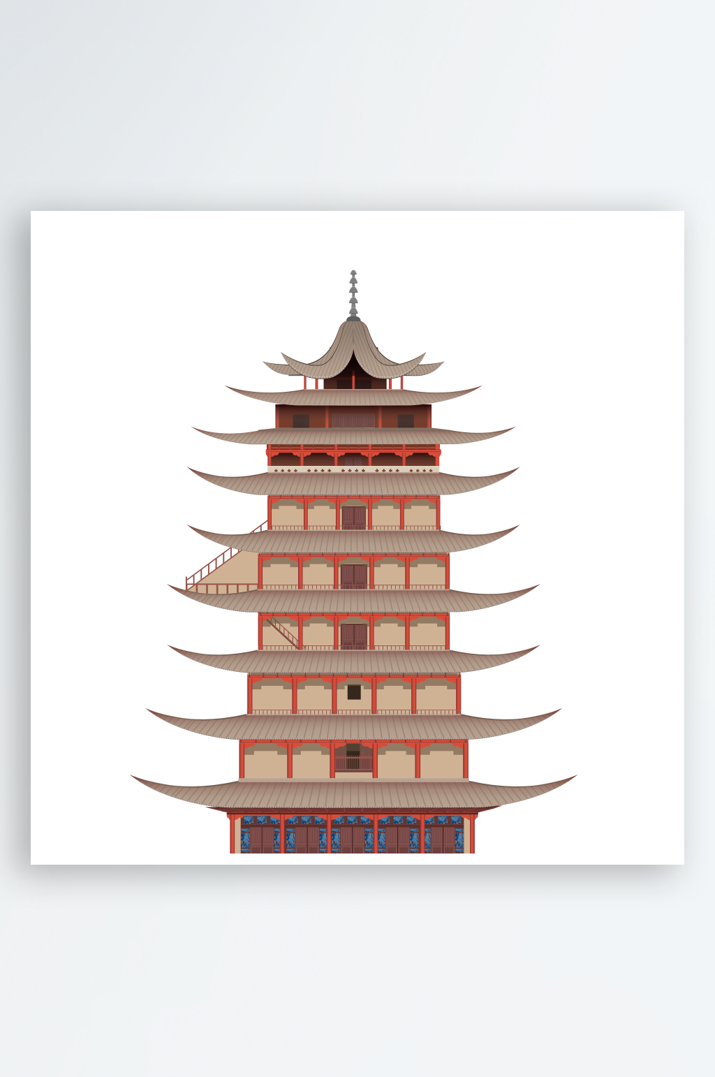 创意矢量古建筑亭子阁楼元素素材