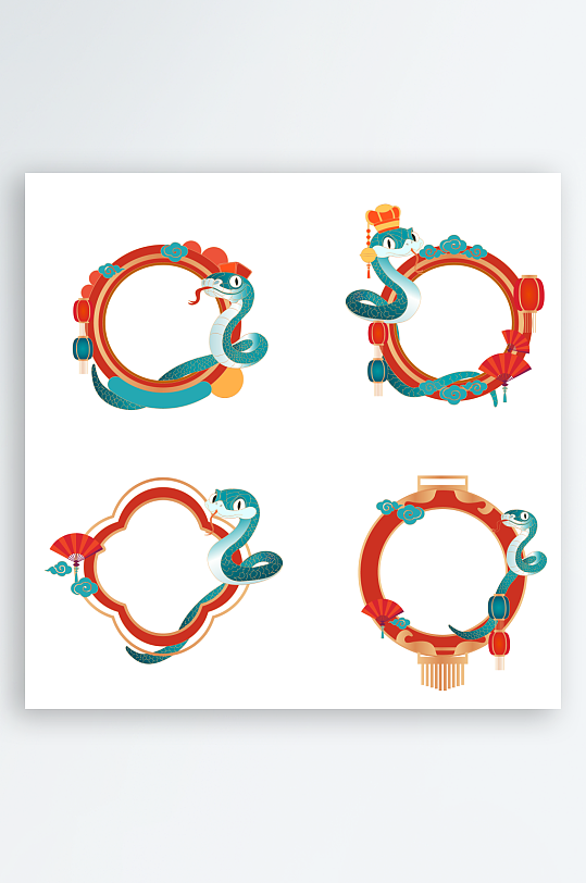 蛇年创意手绘矢量边框