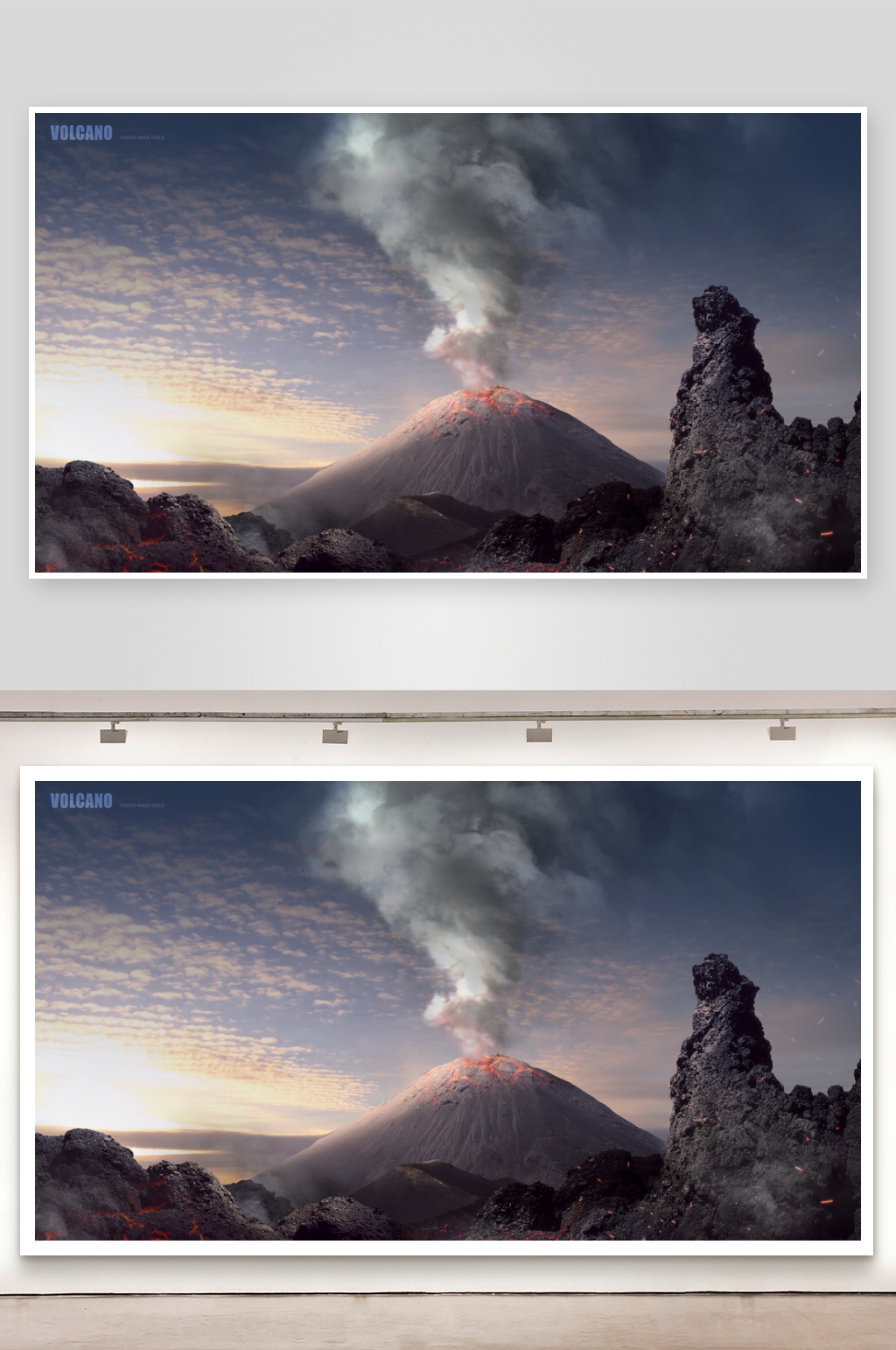 创意火山喷发场景背景素材