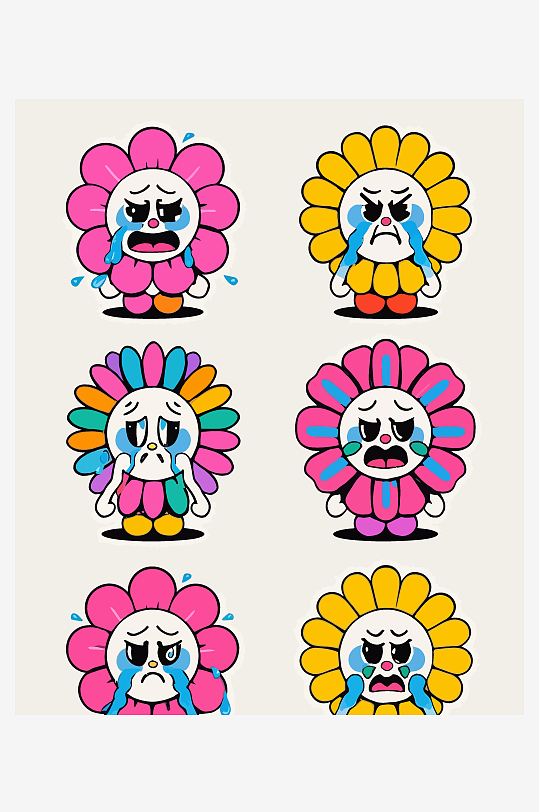 卡通花朵娃娃矢量图形插画