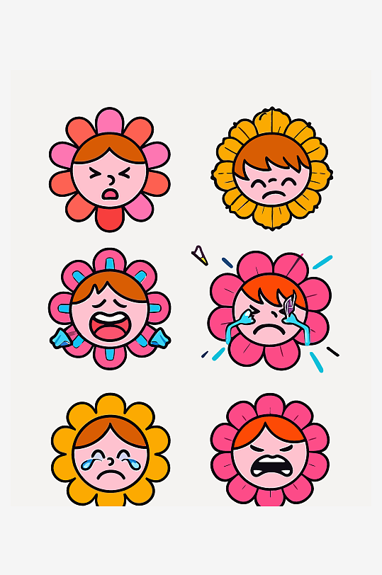 卡通花朵娃娃矢量图形插画