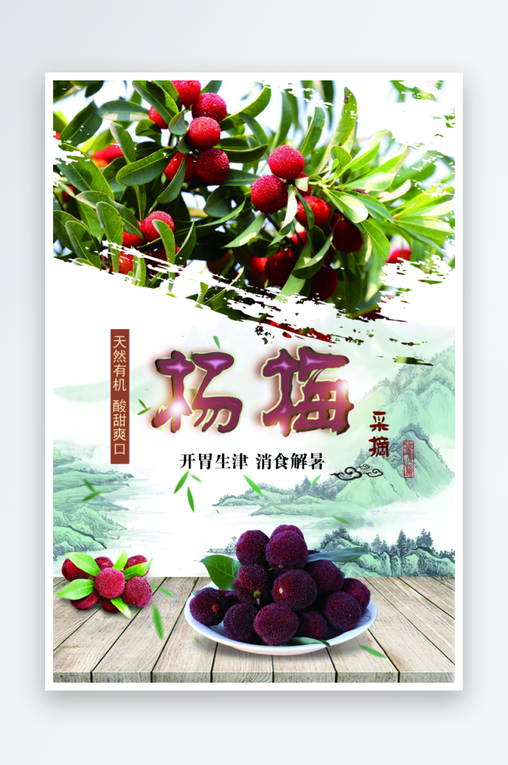 杨梅水果宣传海报素材