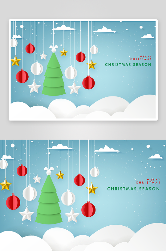 圣诞节插画淡雅海报-众图网