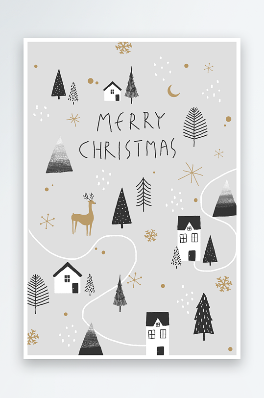 圣诞节插画淡雅海报-众图网