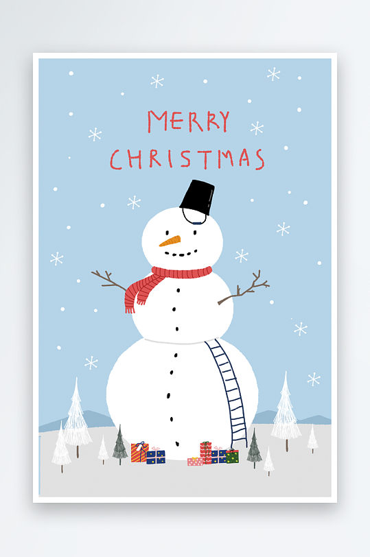 圣诞节插画冷色海报-众图网