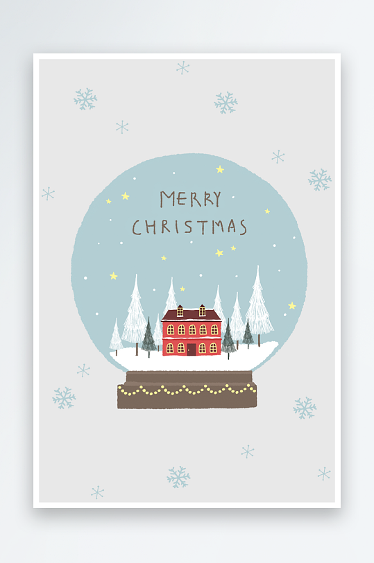 圣诞节插画冷色海报-众图网