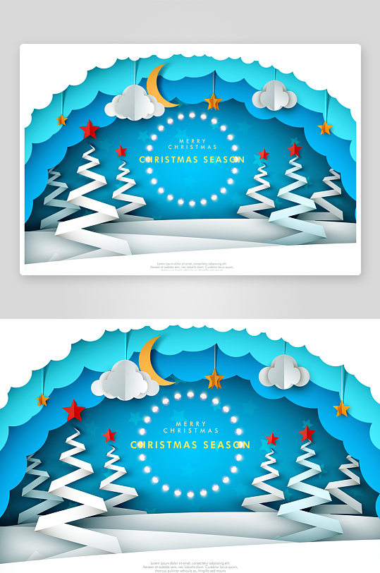 圣诞节插画冷色海报-众图网