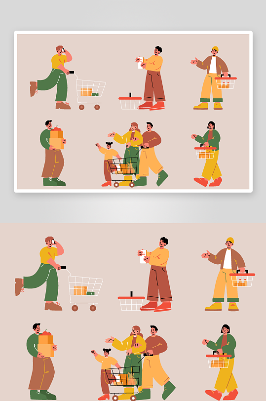 扁平風(fēng)購(gòu)物選購(gòu)矢量插畫人物