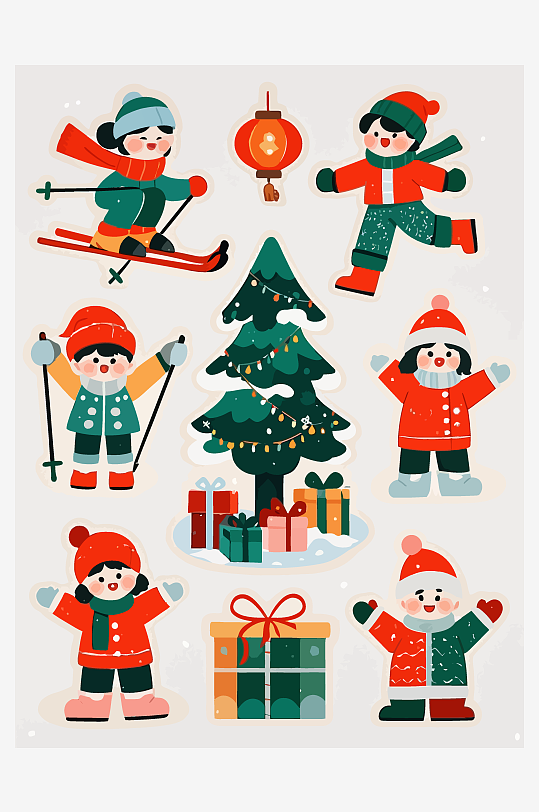 冬季矢量插画图形元素-众图网