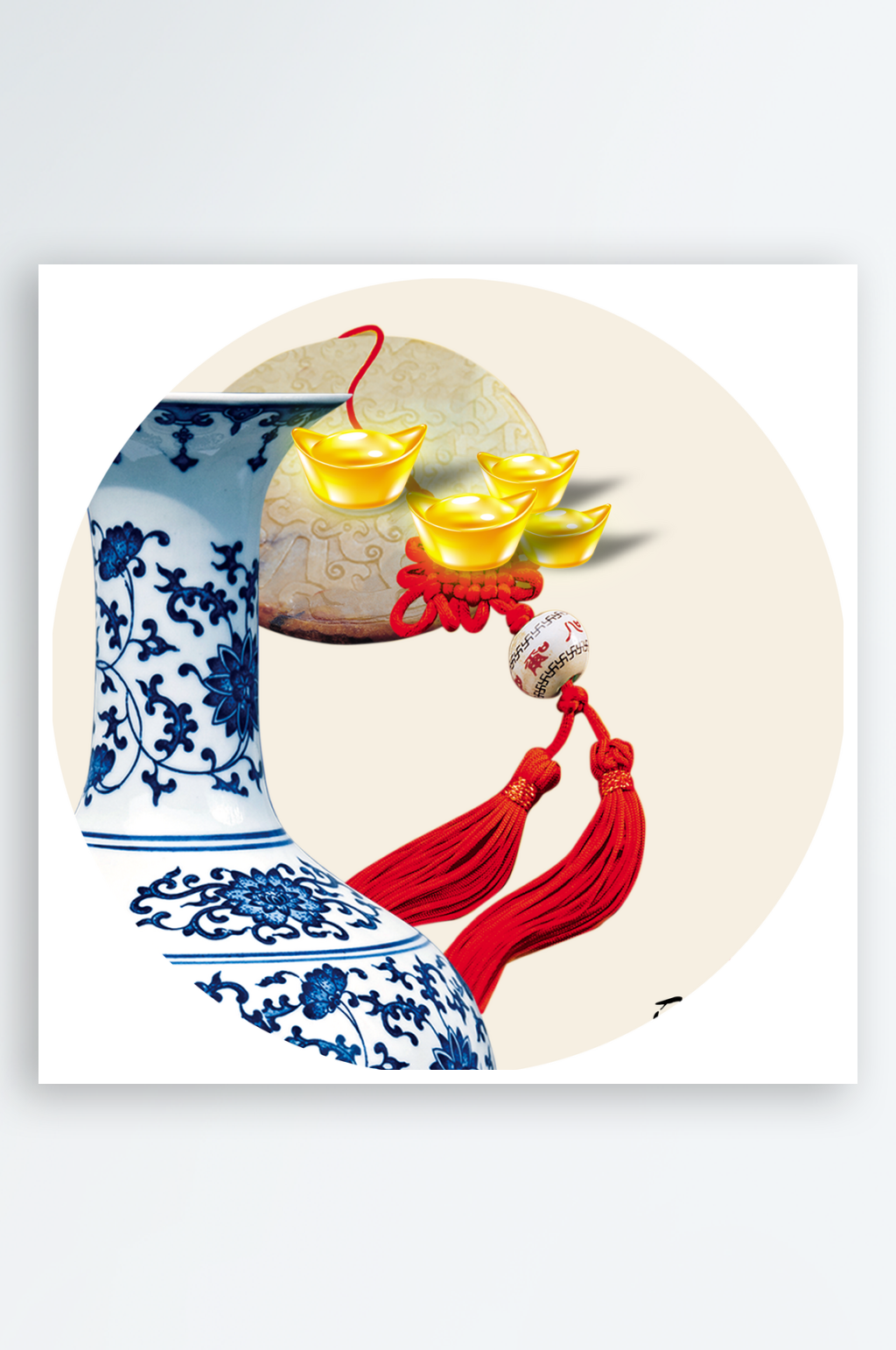 吉祥如意简约圆形挂画装饰画素材