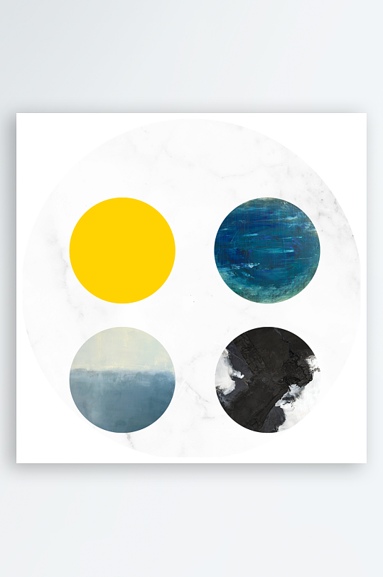 水彩艺术圆形装饰画-众图网