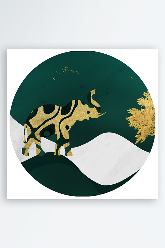 抽象几何圆形装饰画-众图网