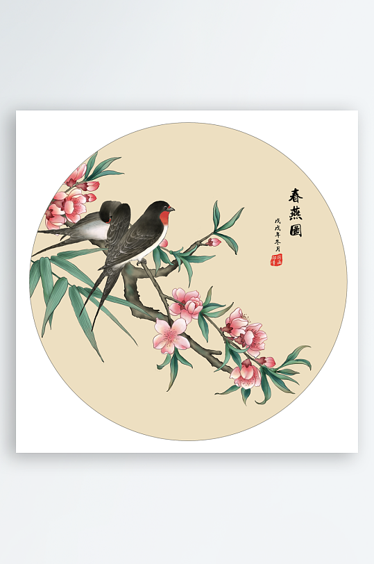 水墨花鸟风景画装饰画-众图网