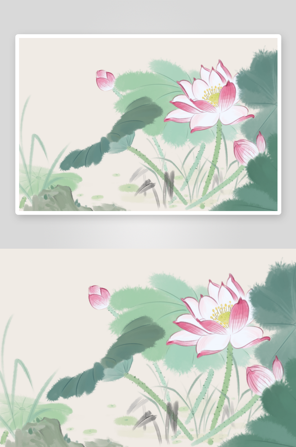 中国风荷花莲花装饰画挂画素材