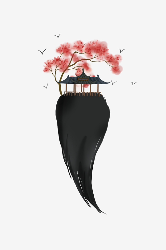 水墨抽象风景画装饰画-众图网