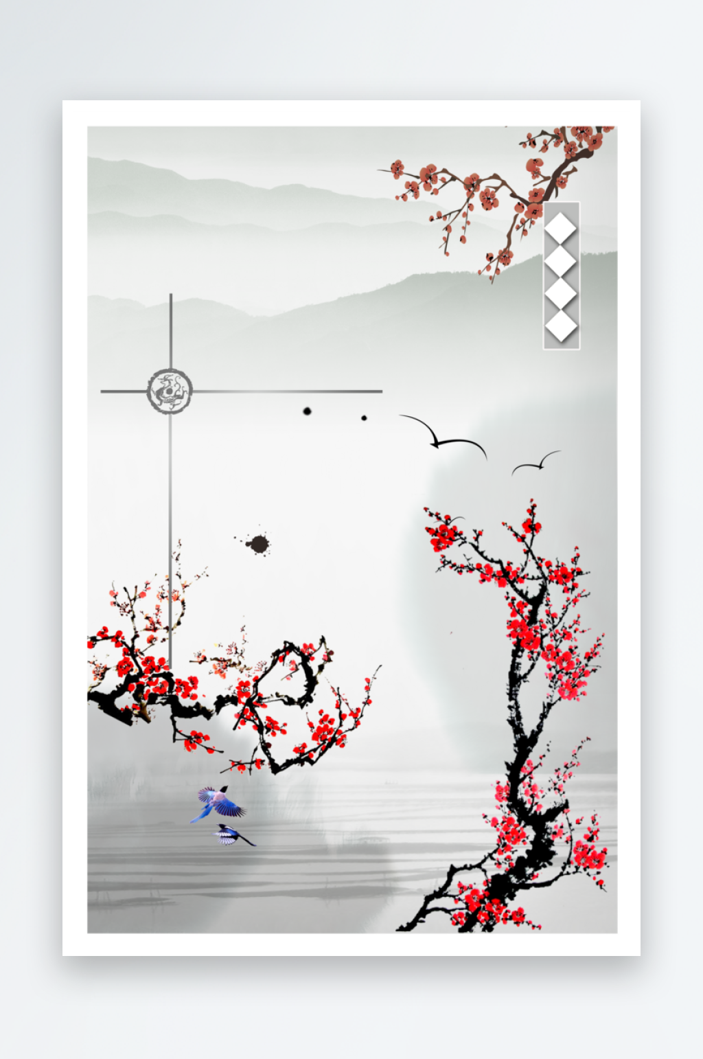 中国风古风水墨海报背景模板素材