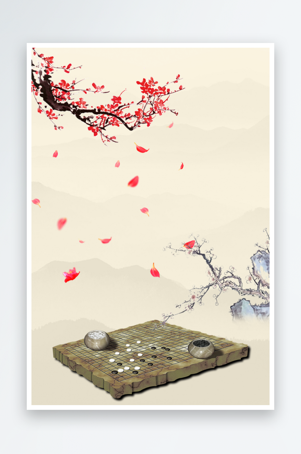 中国风古风水墨海报背景模板素材