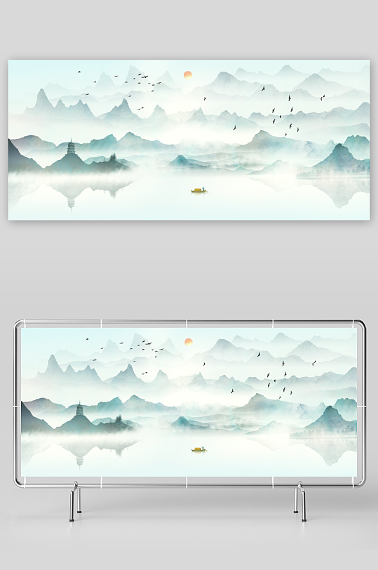 水墨山水画风景画挂画装饰画-众图网