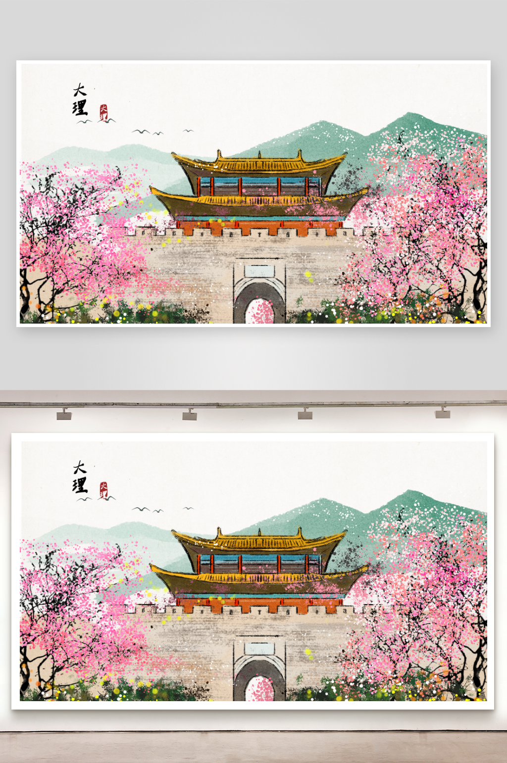 中国风水墨风景画山水画装饰画素材