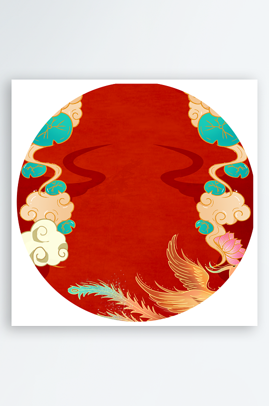 古风国潮挂画圆形装饰画
