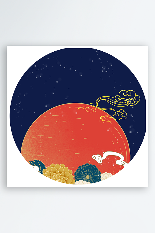 古风国潮中国风圆形装饰画