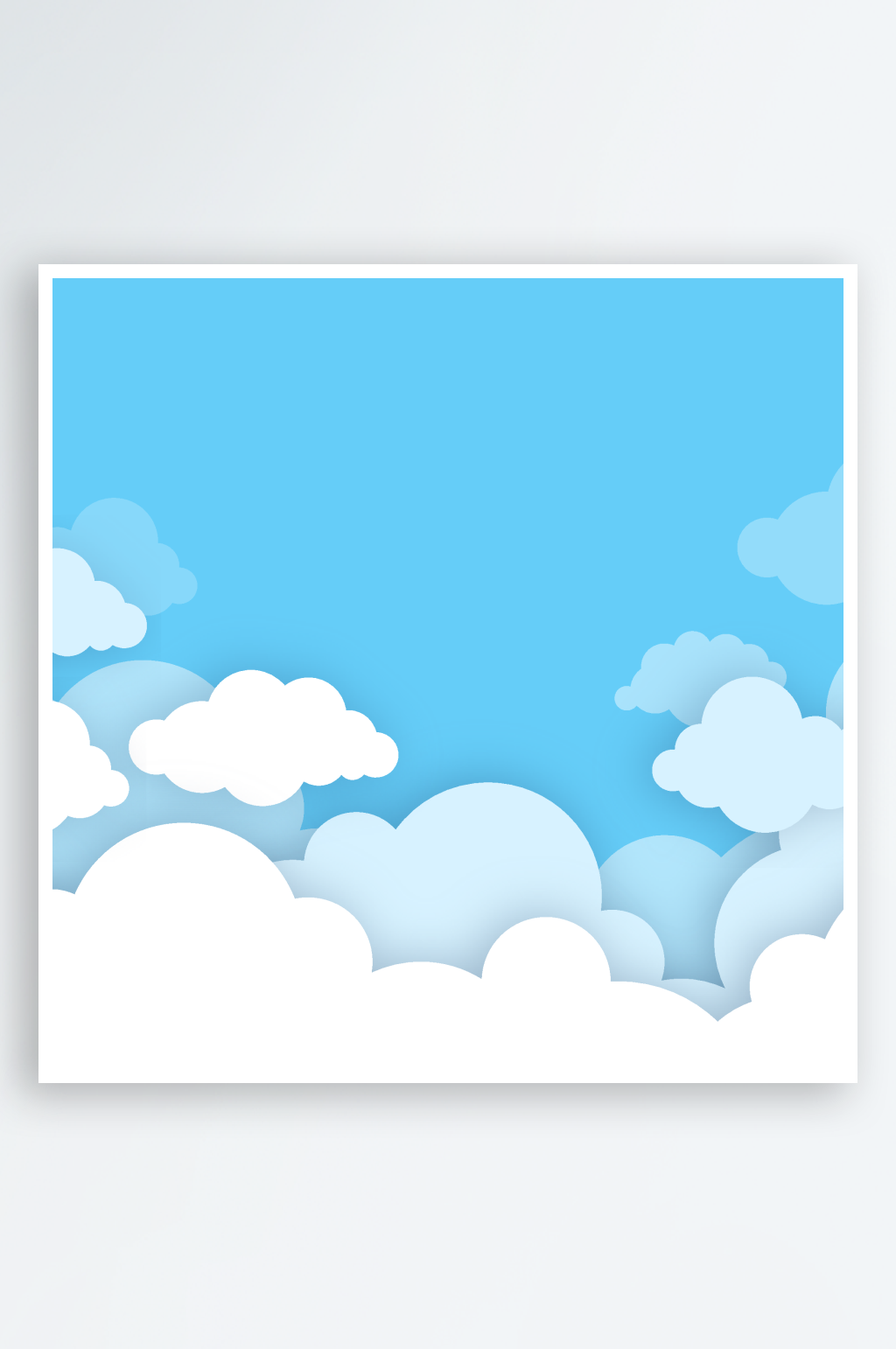 蓝色天空中的纸质云层插画素材