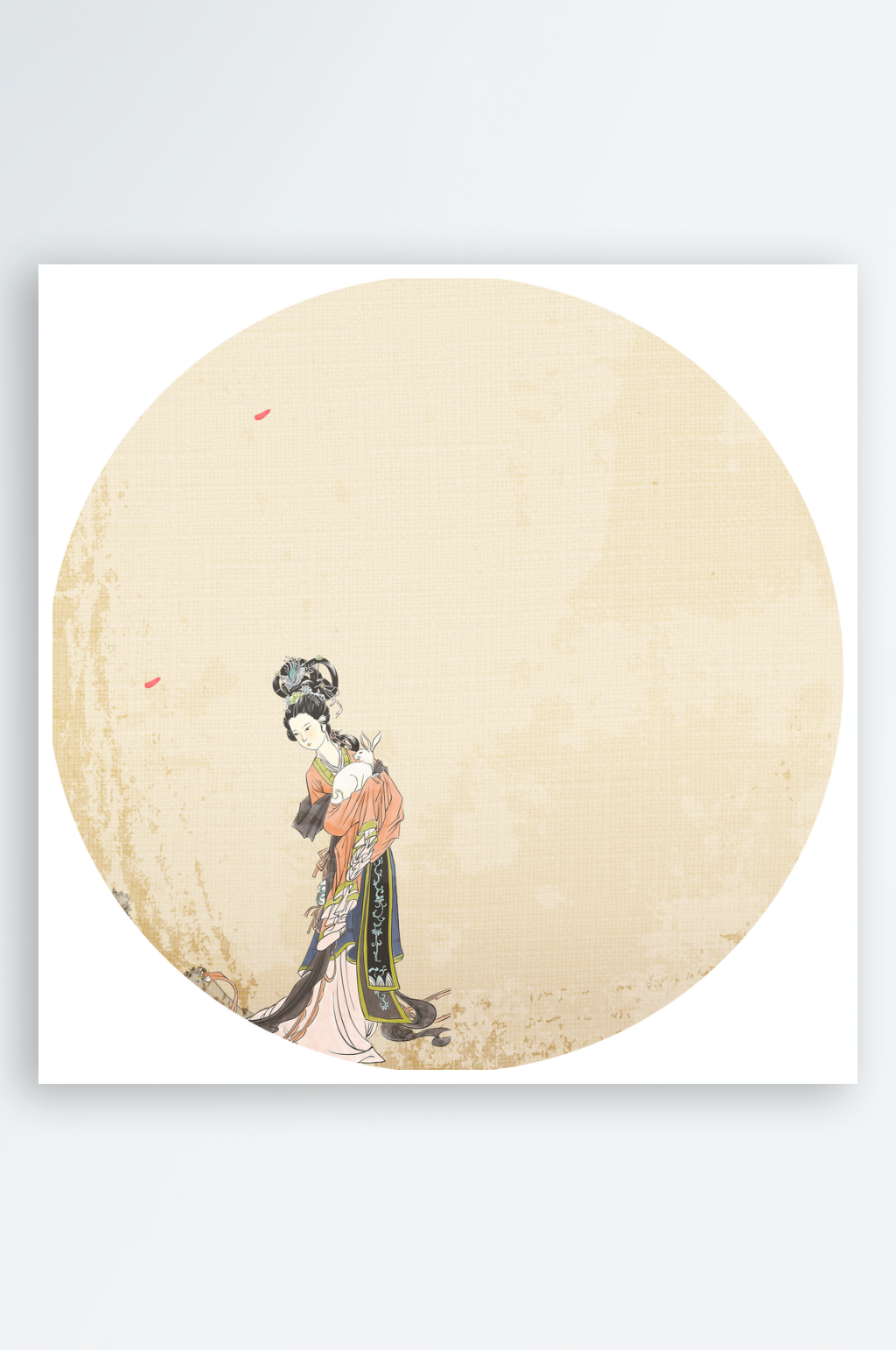 中国风圆形挂画装饰画素材