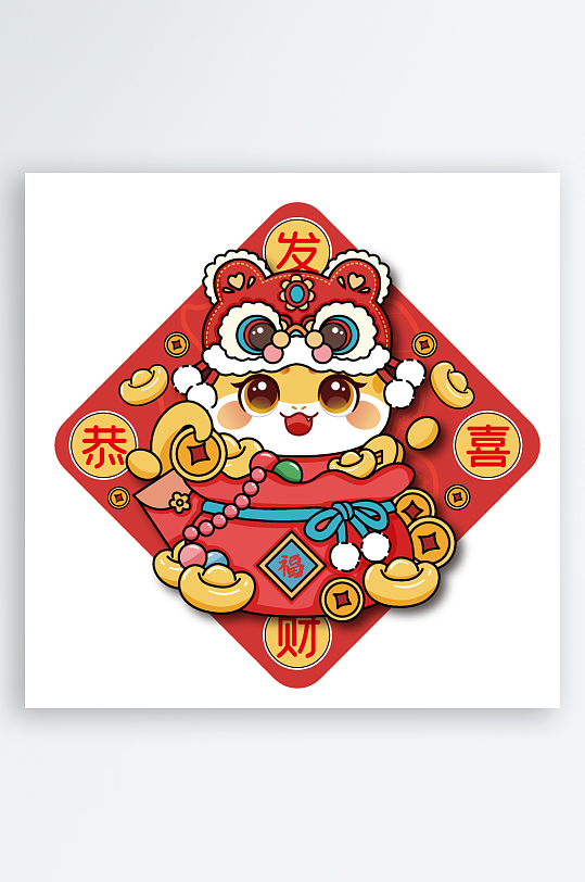 蛇年春节窗贴门贴免抠元素