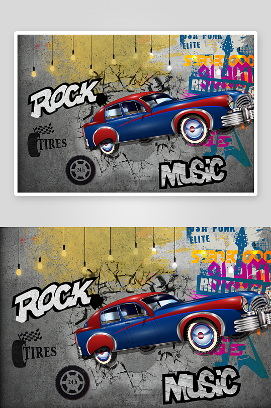 高清工装汽车装饰画-众图网