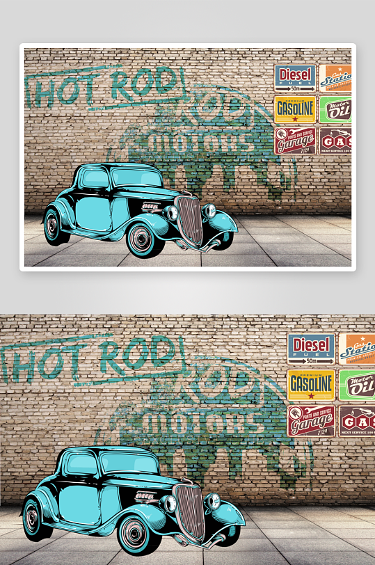 高清工装汽车装饰画-众图网