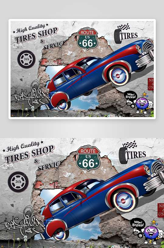 高清工装汽车装饰画-众图网