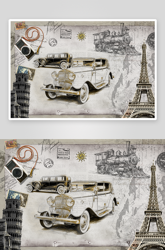 高清工装汽车装饰画-众图网