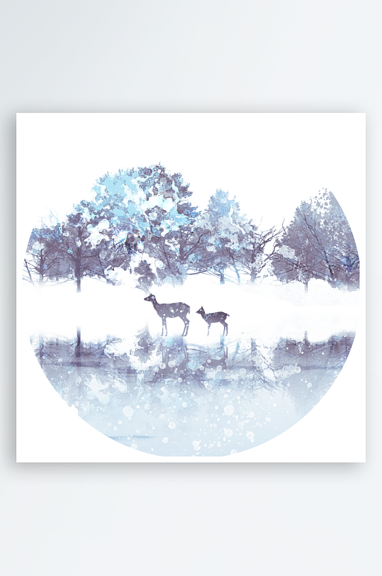 中国风水墨山水风景画圆形挂画-众图网