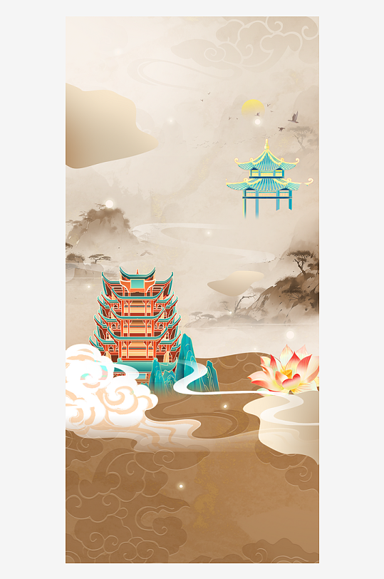 传统国潮文化海报背景-众图网